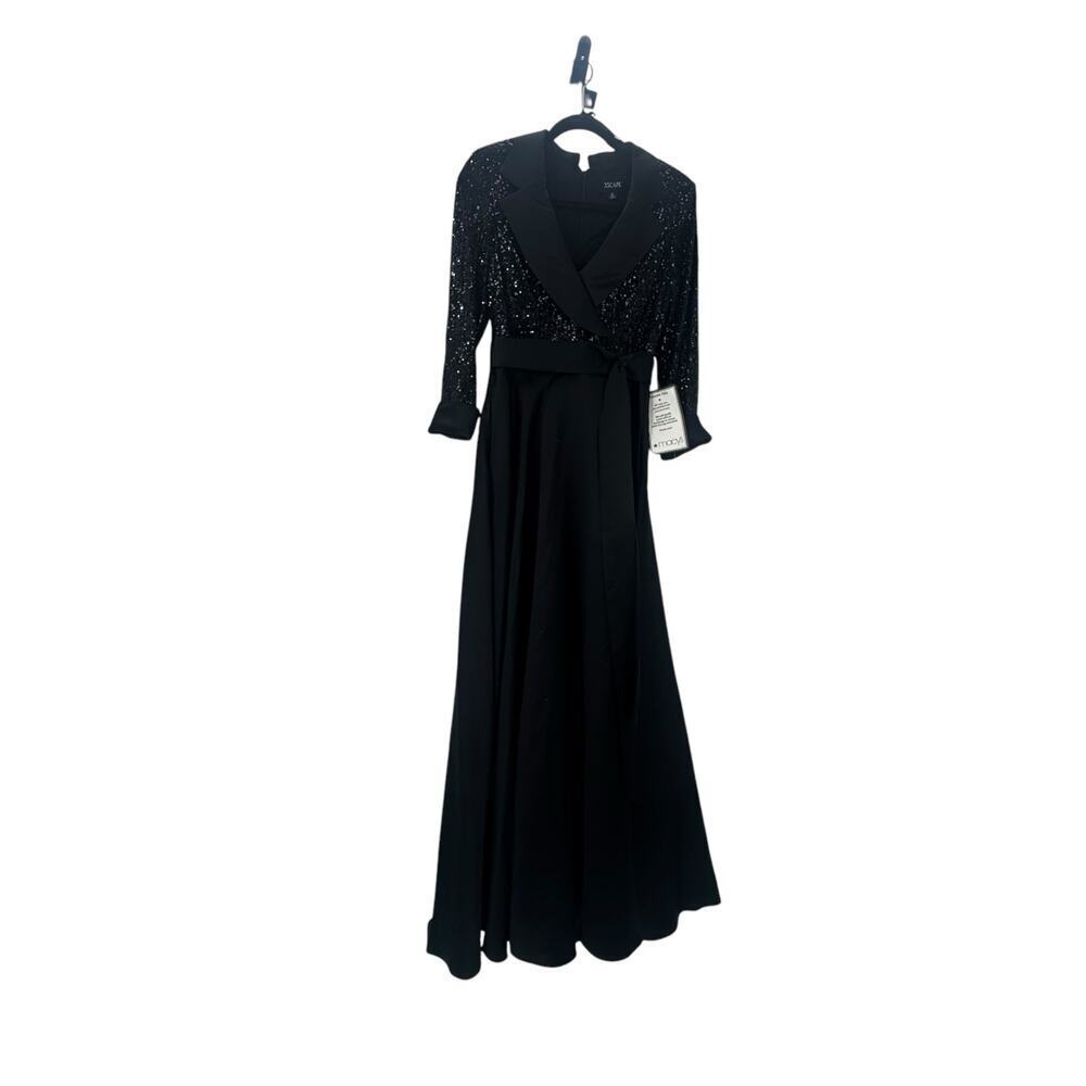 Xscape Women's Evening Sequin Long Sleeve Tux Ballgown Black Size 6 NWT - Picture 5 of 12